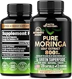 Moringa Capsules 800mg - Pure Moringa Leaf Powder - Extra Strength 10:1 Extract - Superfood Antioxidant for Cortisol Level, Energy & Joint Support - Natural Vegan, NON-GMO - Made in USA - 120 Capsules