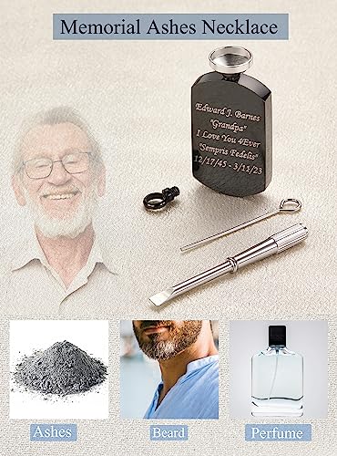 Fanery Sue Personalized Ashes Necklace for Women Men Custom Engraving Photo & Text Cremation Jewelry Urn Necklace for Ashes Memorial Keepsake for Loss Loved One4