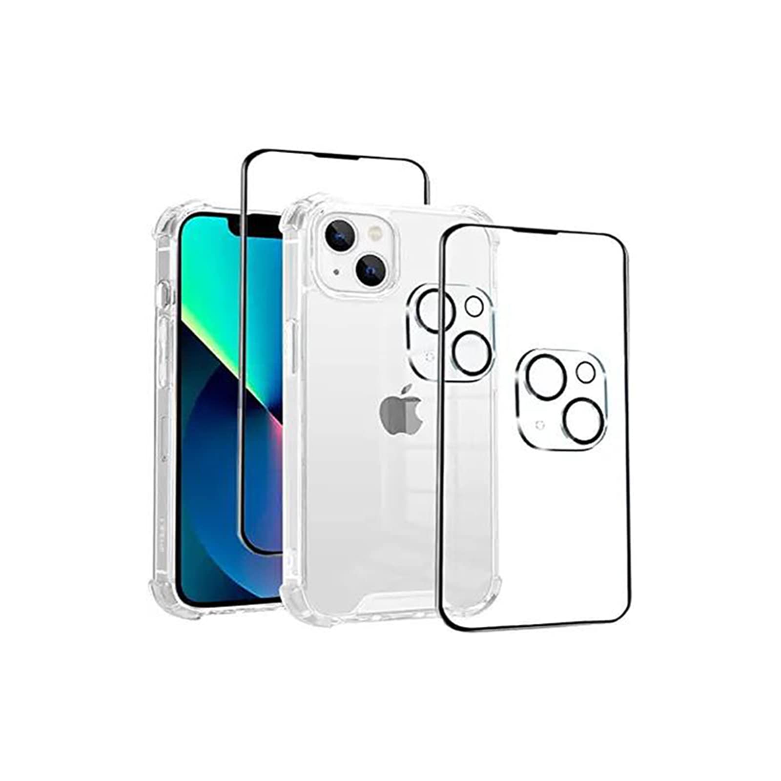 Photo 1 of (LOT OF 3) DDJSJ iPhone13 Case Clear with 2 Pack Screen Protector Tempered Glass,Non Yellowing Protective+ 2 Pack Camera Lens Protector?6.1 Inch? air Sac Complete Protection [5 in 1] Large camera openings