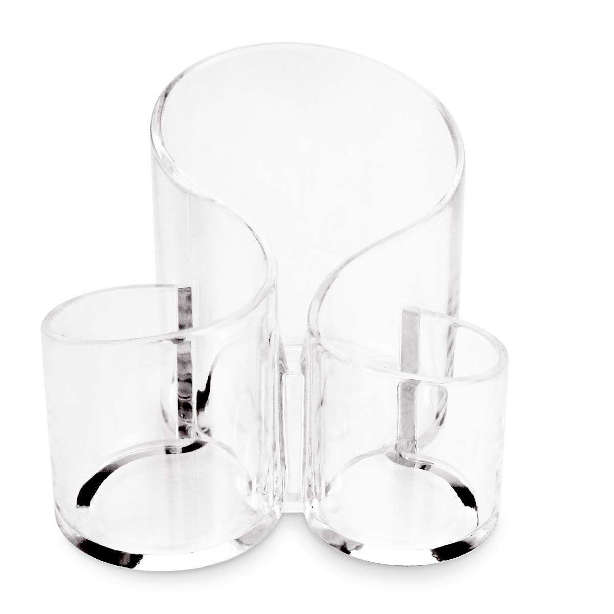 Hslife 6'' Acrylic 3 Compartment Wavy Makeup Organizer, Fantastic Shape Multi-Purpose Makeup Brush and Cosmetic Holder