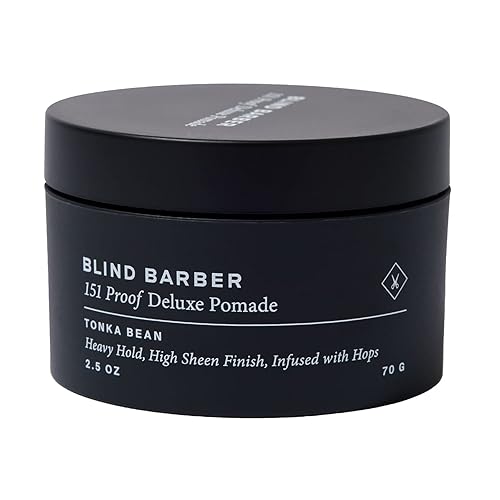 Blind Barber 151 Proof Pomada para el cabello de lujo para hombres, pomada a base de agua con lúpulo y haba tonka, fijación pesada y acabado de alto