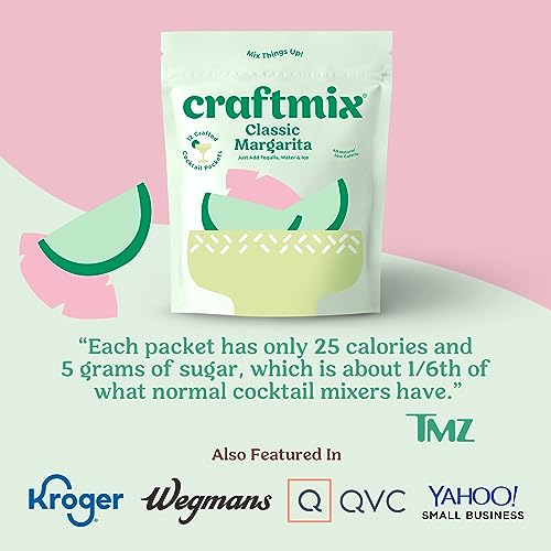 Image of Craftmix Classic Margarita Cocktail & Mocktail Drink Mixer, Pack of 12 | Skinny Mixes, Water Flavoring Packets, Made with Real Fruit, Vegan Low-Carb, Low-Sugar, Non-GMO, Dairy Free, Gluten Free