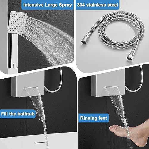 Image of ROVOGO Shower Panel Tower System with Led Lights - Battery Powered, 46.5 inch