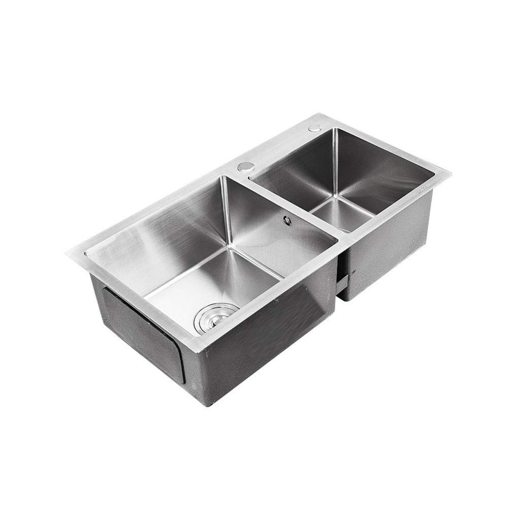 WDSOPK Sink Built in Basin 750 * 400 Mm Stainless Steel Sink 2 Bowls 60/40, Built in Wash Basins for Kitchen Bar,