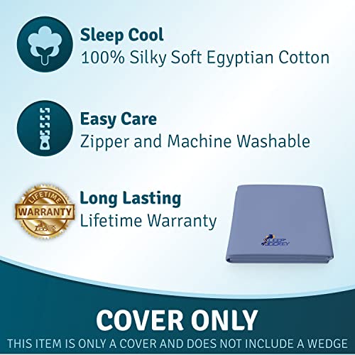 Sleep Jockey Pillow Cover For Bed Wedge - 100% Soft Egyptian Cotton Wedge Pillow Case Cover With Zipper - Multiple Sizes To Fit Most Sleep Wedges - Easy Care, Long Lasting (12", Ocean Mist) #TOP3