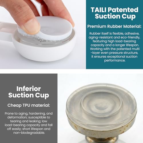 Image of TAILI Upgraded Visible Safety Indicator Suction Cup Hook 4 Pack, Damage-Free Hanging Glass Shower Wall Hook for Towel, Loofah, Bathrobe, Clothes, Easy to Install, Rust Resistant, Reusable, White