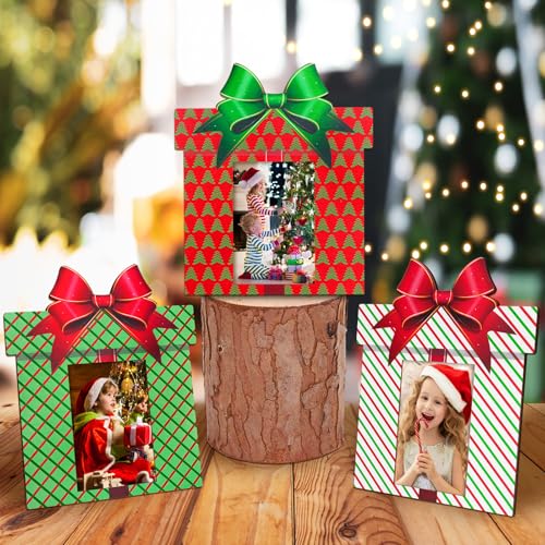 Cadres photo de Noël Whaline bois | Déco de table festive 27x23 cm