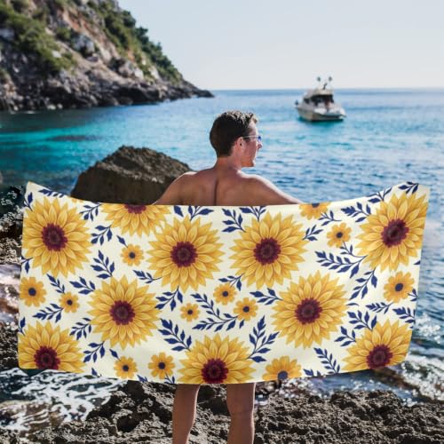 Toallas de baño portátiles para viaje con patrón floral de girasol amarillo, tamaño grande, suaves, súper absorbentes y de secado rápido, para deporte, fitness y yoga, 31" x 71" miniatura 5