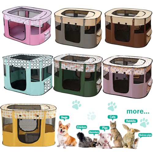 Enclos pour chiots d'intérieur : parc de jeu pliable vert pour chatons - 8
