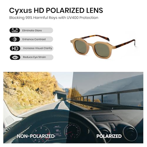 Cyxus Sunglasses for Women Men Polarized Round Retro Vintage Stylish UV400 Protection TR P15594
