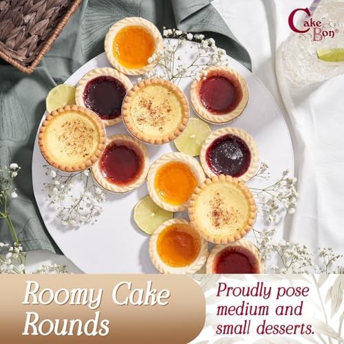 Image of Cakebon Cake Boards 8 inch White Round Cake Drums 1 /2 inch Thick Smooth Edge 12Pack