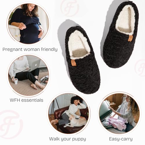 image for EverFoams Women’s Soft Curly Full Slippers Memory Foam Lightweight H