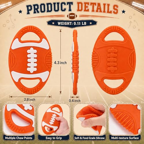 Image of Baby Teething Toys Silicone Baby Football-Themed Teether Over 3 Months | Sensory Chew Toys - Baby Teether for Teething Relief - BPA Free Infant Toys Baby Shower Gifts