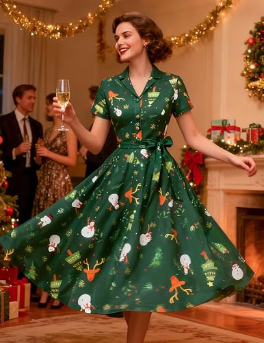 Image of Wedtrend Women's Vintage Tea Dress, Short Sleeve Cocktail Party Dress Work Church Casual Dress