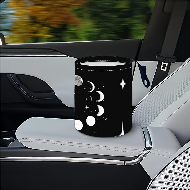 Image of Portable Reusable Waterproof Car Trash Bin, Sun and Moon | Multipurpose Vehicle Organizer, Road Trip Essentials