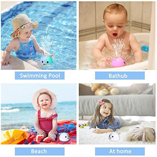 HLXY Baby Bath Toy, Water Spraying Whale Squirt Toy LED Light Up Bath Toys Bathtub Shower Pool Bathroom Toy for Baby Toddler Infant Kid Water Electronic Induction Sprinkler - Thumbnail 4