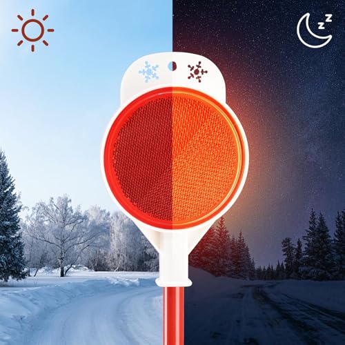 Image of Driveway Markers, 48 Inch Double Reflective Driveway Reflectors for Snow Plowing Sided Metal Driveway Markers Snow Stakes with Easy Visibility at Night and All Weather (8 Pack)