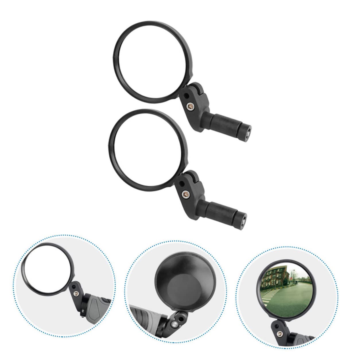 TOYANDONA Specchietto Retrovisore per Bicicletta 2 Pezzi, Specchio Convesso Regolabile in Plastica Acrilica, Facile da Installare per Bici e Monopattino