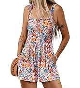 Dokotoo Women's Summer Casual Smocked Rompers Square Neck Sleeveless Loose Shorts Jumpsuits 2026 ...