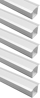 LightingWill Spot Free LED Aluminum Channel 10-Pack 3.3ft/1M 36x24mm Silver U-Shape Aluminum Profile Internal Width 20mm with Diffuser Cover, End Caps and Mounting Clips for LED Strip Light-U05S10