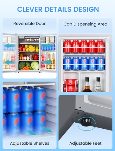 Image of COWSAR 4.5 Cu.Ft Dorm Fridge with Freezer, Single Reversible Door Apartment Refrigerator, Adjustable Thermostat, Ultra Quiet, Energy Efficient Commercial Compact Fridge for Bedroom Dorm Office, White