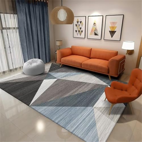 Tapis vinyle moderne lavable 100x160cm avec sticker géométrique gris - 2