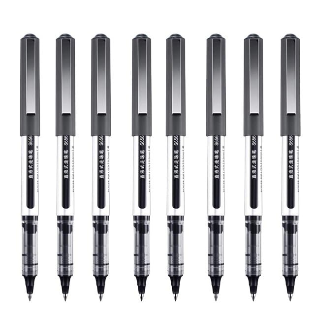Tintenroller, 0,5 mm feine Spitze, flüssige Gel-Tinte, schnell trocknender Gelschreiber für Schule, Büro, Schreiben (8 schwarze Typ-A)
