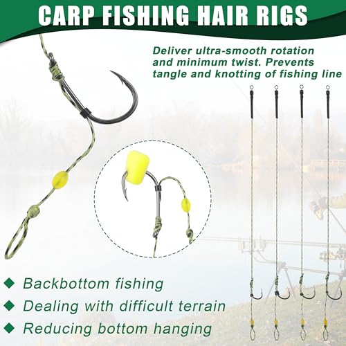 Carp Fishing Hair Rigs Kit,111pcs Carp Hook Rig Swivel Braided Thread Line with Corns Boilie Bait Stopper Stringer Needle Tool Accessories by FUSIGO - Image 5