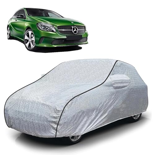 Image of Sulfar 100% Waterproof Car Body Cover Compatible with Mirror for Mercedes Benz A180 (Triple Stitched, Full Bottom Elastic, Magic Silver with Black Piping)