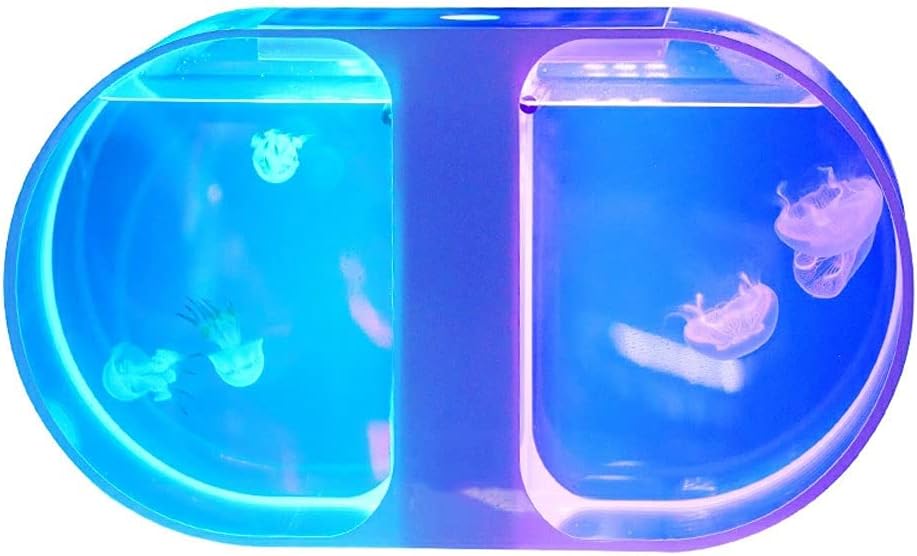 ミニアクアリウム クリエイティブバイラテラルクラゲタンクデスクトップフィッシュタンク水族館小草原タンク装飾用魚タンクオフィスホーム装飾 人工魚タンク 55 Off