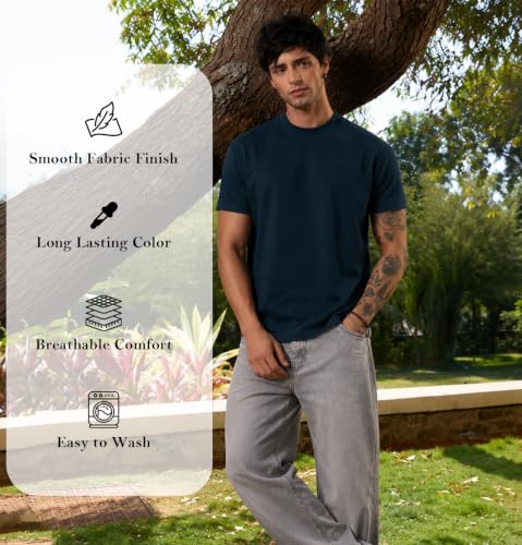Image of Sleepynuts Men's Everyday Wear Crew Neck Regular Fit T-Shirt | Half Sleeve Solid Plain Casual T-Shirt for Men | Soft Breathable Fabric |