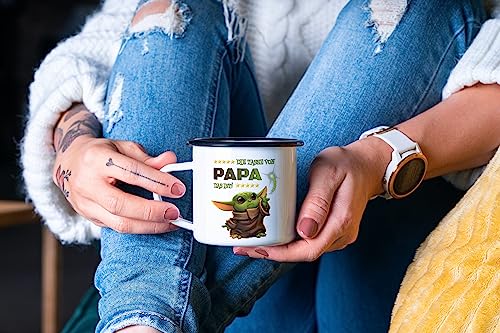 Das MIMIMI stark in dir ist auf den Sack gehen Emaille-Tasse Tasse Sprüchetasse Spaßtasse Geschenkidee Geschenketasse Kindertasse Kindergeschenk (weiß Emaille) (Papas Tasse)