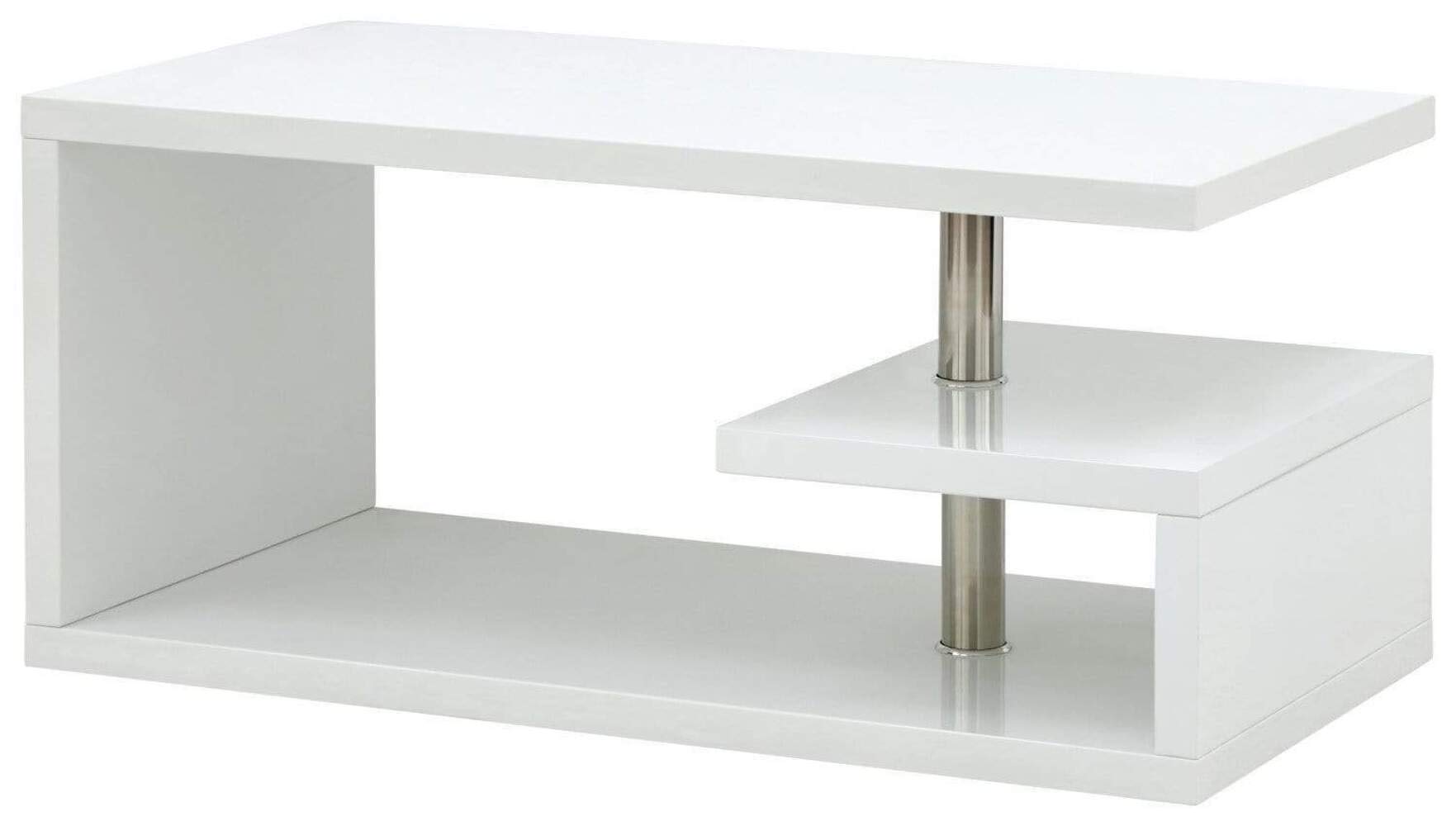 Multi Level Design Coffee Table Polar White High Gloss Furniture with