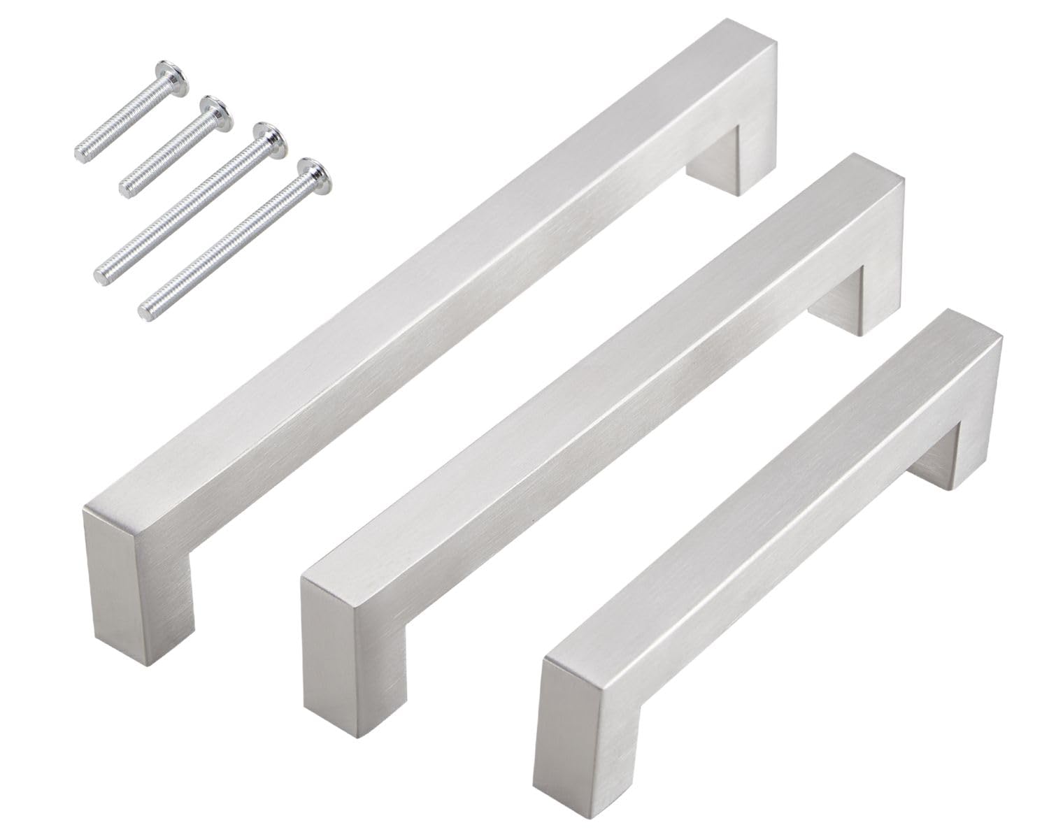 Stahlia Möbelgriffe Edelstahl 128mm Lochabstand (20 Stück) Schubladengriffe Schrankgriffe Küchengriffe Griffe Profil: 15x15mm Türgriffe Küche Edelstahlgriff gebürstet eckig