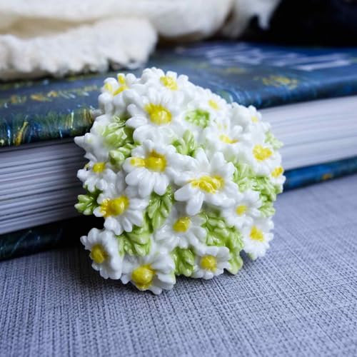 Imán decorativo de cerámica margarita blanca miniatura 6