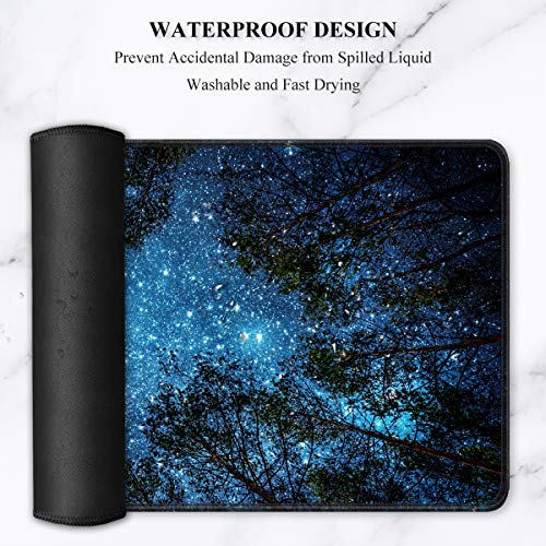 Image of Auhoahsil Large Gaming Mouse Pad, Nature Theme XXL 35.4 x 15.7 in Desk Pad Stitched Non-Slip Rubber Long Computer Mousepad Thin Extended Full Size Desk Mat for Desktop Laptop Wireless Mice, Night Sky