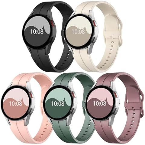 Oanux 5 Pack Band Compatible with Samsung Galaxy Watch 6/5/ 4 40mm 44mm, Galaxy Watch 5 Pro Bands 45mm/ Galaxy Watch 6/4 Classic 42mm 46mm, No Gap Silicone Replacment Strap with Colorful Buckle for Cover