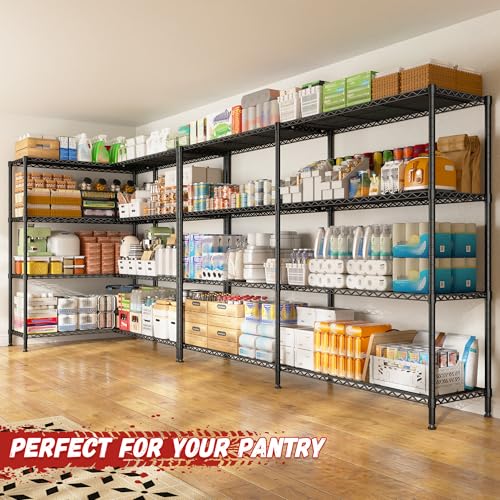 Image of REIBII 4-Tier Heavy Duty Wire Shelving,1250LBS Storage Shelf Shelf Rack | 250 lbs /shelf, heavy-duty steel, rust-resistant, adjustable clips, tool-free 10-min, fits garage, kitchen, pantry, commercial