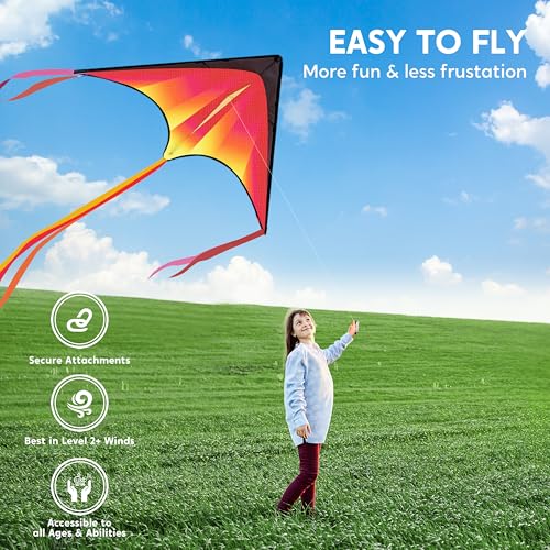 JOYIN 3 Packs Large Delta Kite Gradient Red, Green and Purple, Easy to Fly for Kids Adults with 328ft String, Large Delta Beach Kite for Outdoor Games and Activities by JOYIN - Used condition - Image 3