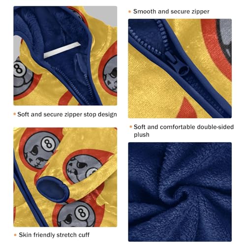 8-ball Billiard Skull Girls Fleece Jacket Girls Fall Jacket Girls Zip Up Hoodie Girls Sherpa Jacket 2-10T3