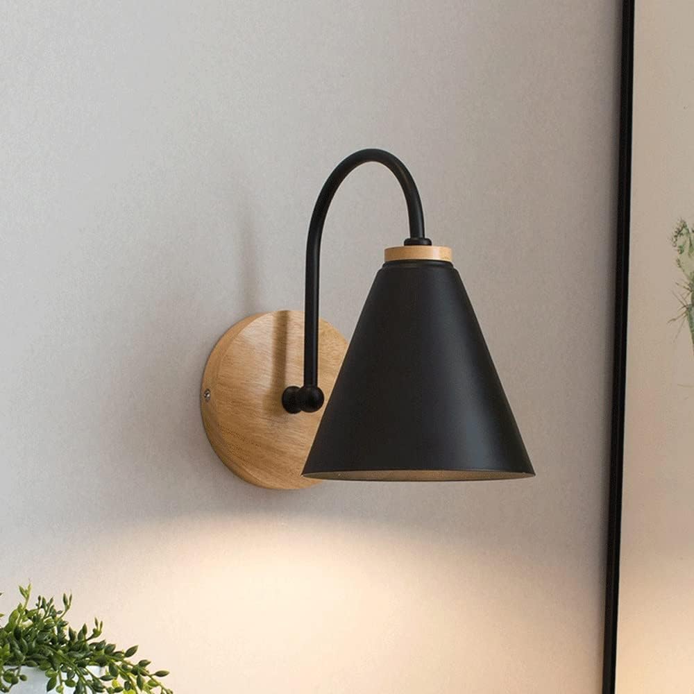 KBUUKYYXouy Renter Friendly Vintage Industrial Wall Sconce Rustic Farmhouse Bedside Lamps White Wood Gooseneck Indoor Wall Mounted Light Metal Modern Black Vintage Bedroom Wall Light(Dark)