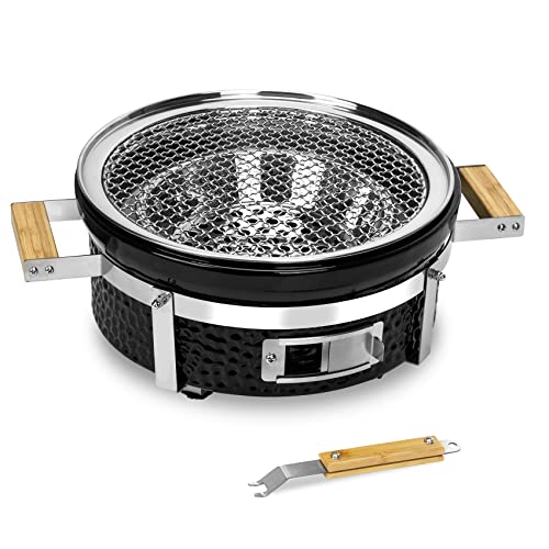 Onlyfire Ceramic Charcoal Grill Hibachi Grill, 14 Inch Round Portable Bbq Grill With Stainless Steel Griddle For Outdoor Camping Picnic Patio Backyard Cooking #TOP3