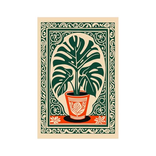 Affiche vintage Monstera pour créer une ambiance jungle bohème dans la chambre