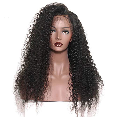 200% Density Raw Natural Curly Cambodian Virgin Human Hair Lace Front Glueless Wigs with Bleached Knots Baby Hair Natural Hairline (20inch130% density)