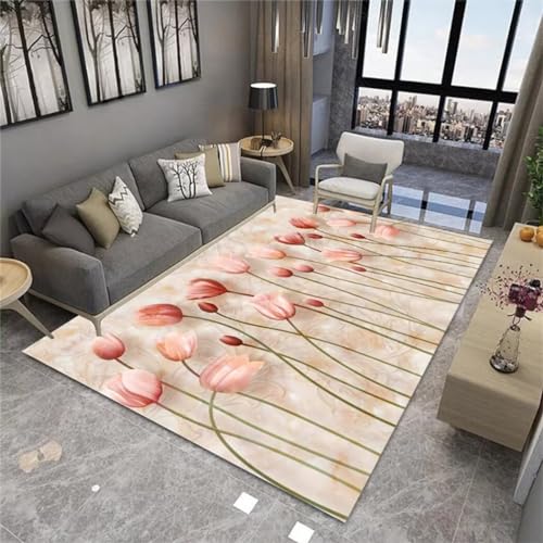 Tapis de salon pour chambre de filles rose à fleurs 200x300 - 2