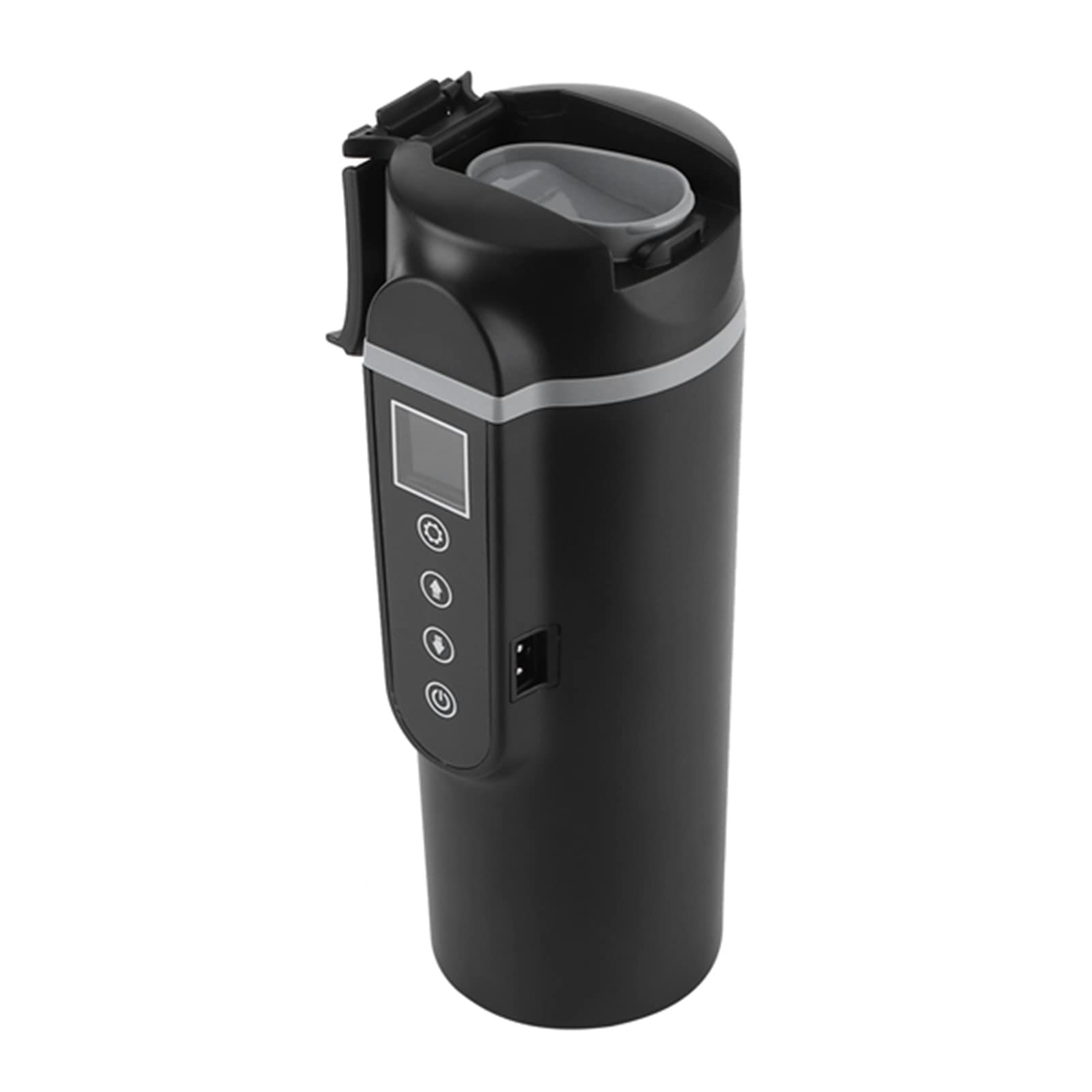 Yctze Kubek do Podgrzewania Samochodu - Kubek na wodę ze Stali Nierdzewnej 500 Ml z Inteligentnym Wyświetlaczem Temperatury LCD, Szybkie Nagrzewanie 12 V/24 V ze szczoteczką - Akcesoria Samochodowe