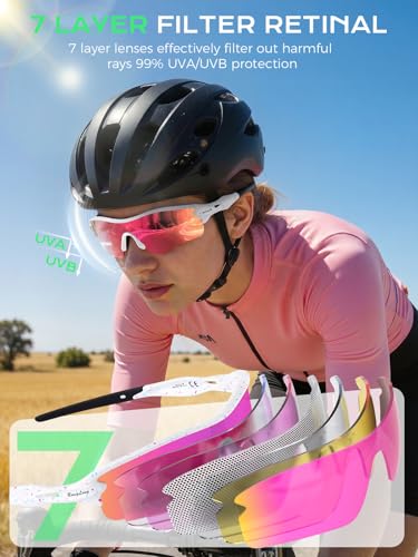 Image of BangLong TAC Polarized Sports Sunglasses UV400 for Men Women | TR90 Lightweight Frame, Adjustable Non-slip Nose Pads, RX Insert Included, Wrap-Around Design for Running Cycling Baseball