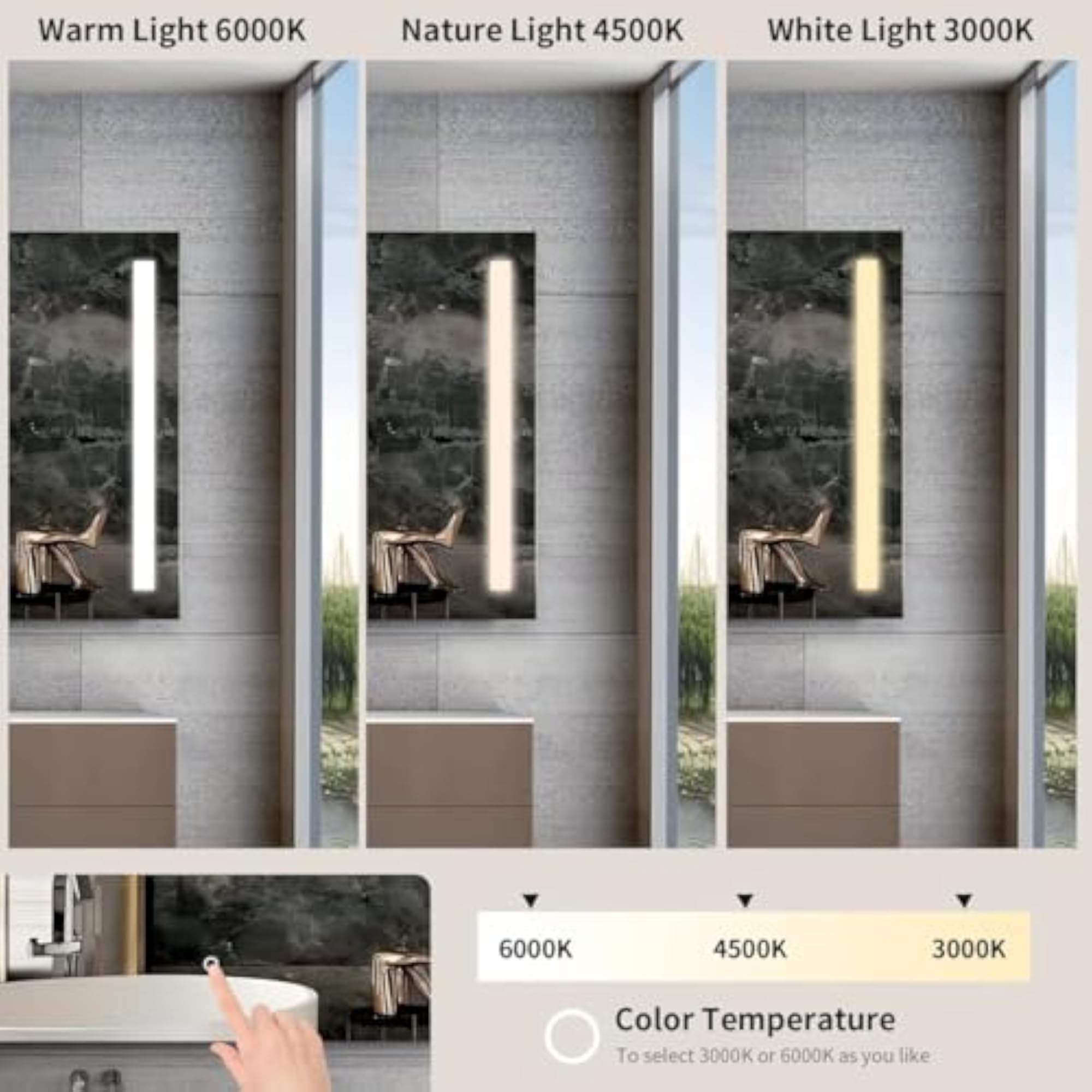 Premium Double Line LED Vanity Mirror with Illumination