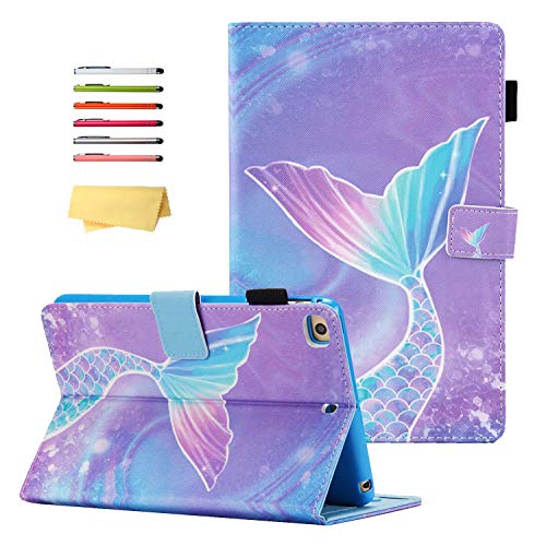 UUcovers for iPad mini 5/Mini 4/Mini 3/Mini 2/Mini 1 Case 7.9' with Stand/Pencil Holder/Pockets [Auto Sleep/Wake] PU Leather Cover for iPad mini 5th/4th/3rd/2nd/1st Generation,Pink Mermaid Tail Scale