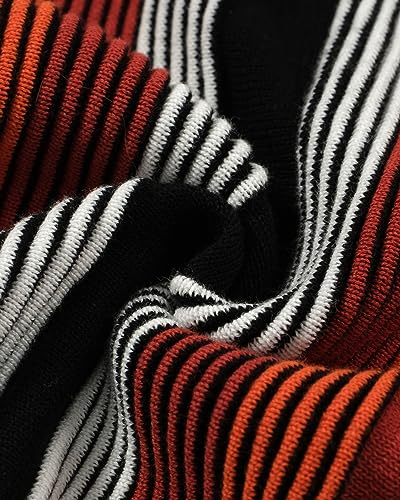 OXKNIT Men's Short Sleeve Knit Retro Polo Shirt, 1960s Mod Style Vintage Zip Stripe Golf Polo T Shirts4